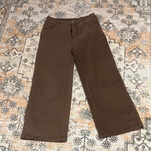 NWOT ENTRO L brown wide leg 💯 cotton jeans *see photos, about size 12